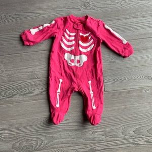 Fuchsia Skeleton Footie Zip Pajamas Halloween